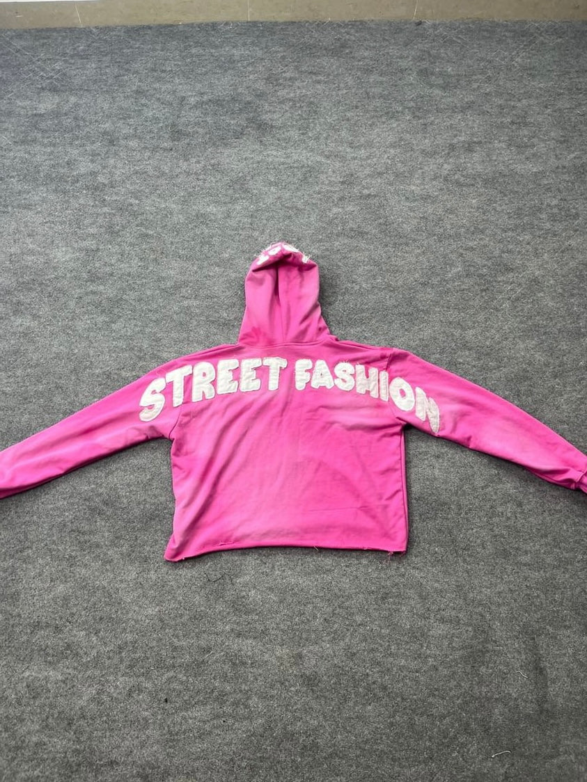 (LOSTVSN & STREETFASHON) distressed crop hoodie